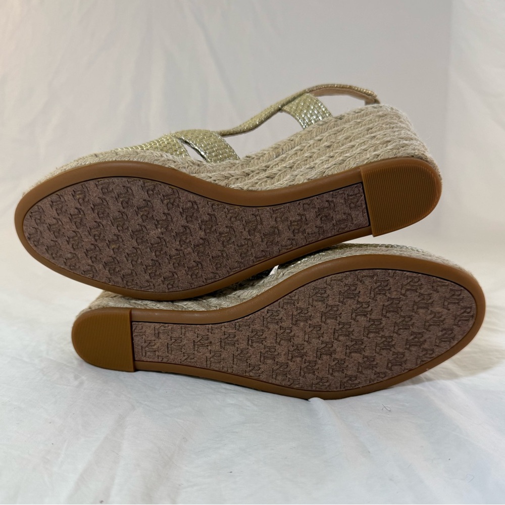 Lauren Penelopie Gold Wedge Espadrille Sandals Size 8 NWOT - Picture 8 of 8